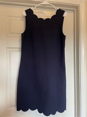 J. Crew Classic Scallop-Edge Navy Sleeveless Sheath Dress
